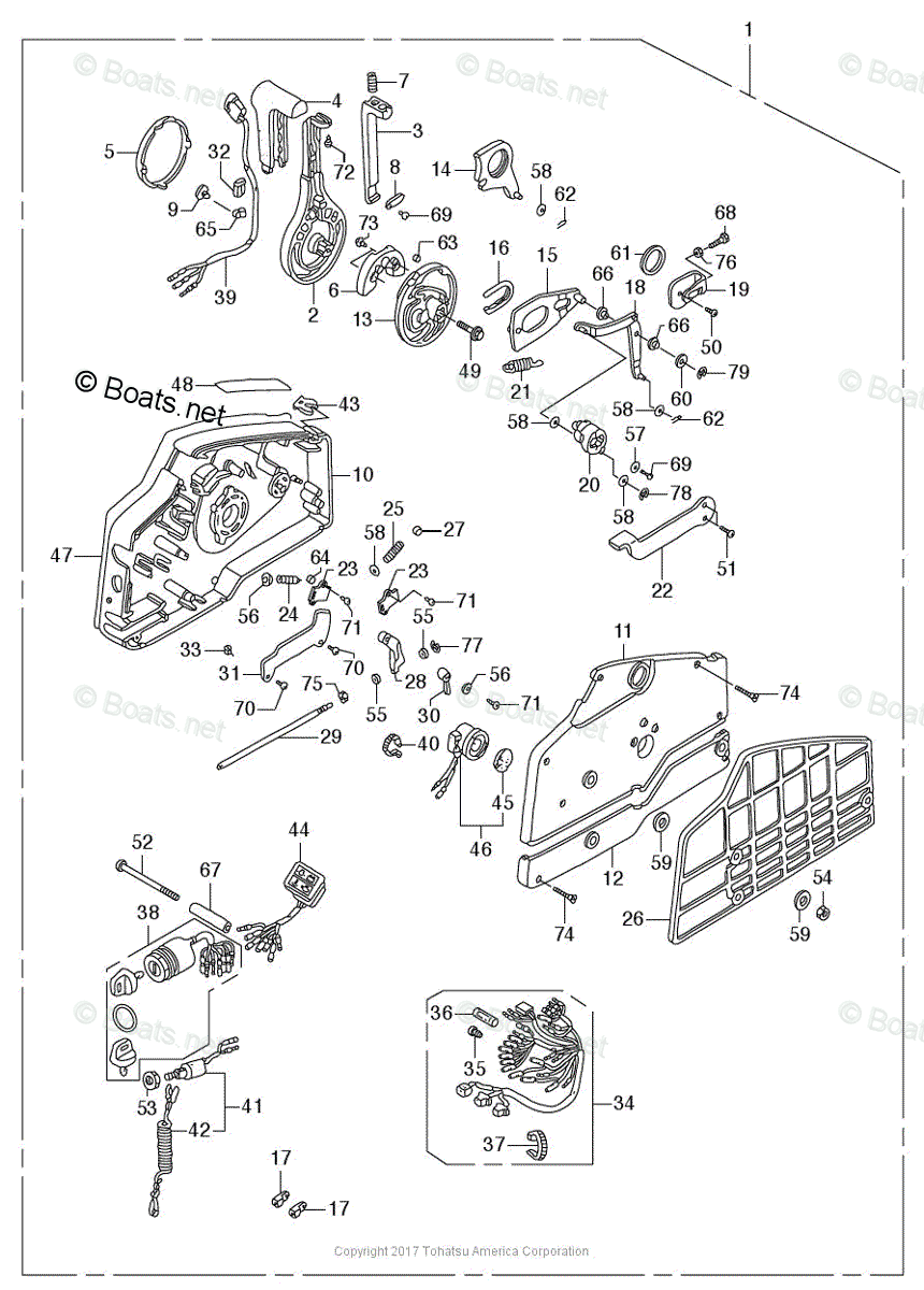 Tohatsu Outboard 2017 OEM Parts Diagram for Remote Control