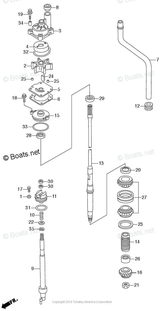 Tohatsu Outboard 2015 OEM Parts Diagram for Water Pump + Vertical