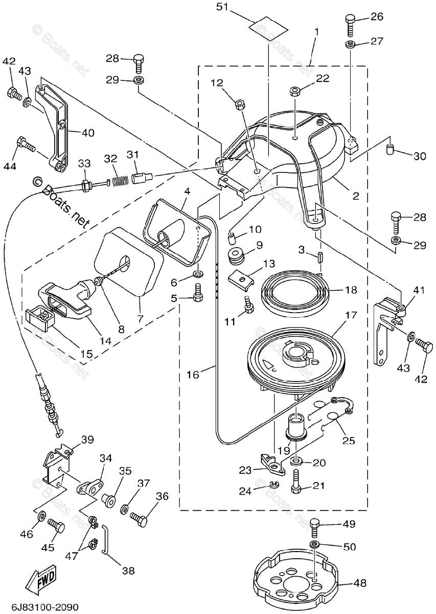 Yamaha Outboard Parts by HP 30HP OEM Parts Diagram for Starter | Boats.net