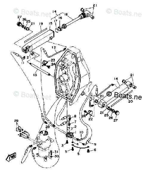 Yamaha Sterndrive 7.4L 454 CID V8 1992 OEM Parts Diagram for TILT