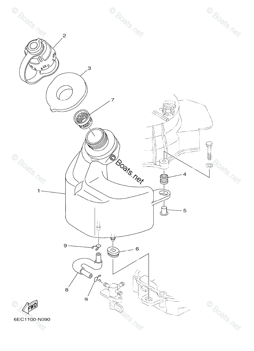 Yamaha Outboard Parts by HP 6HP OEM Parts Diagram for Fuel 1 | Boats.net