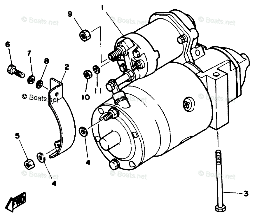 Yamaha Sterndrive 4.3L 262 CID V6 1990 OEM Parts Diagram For STARTING ...