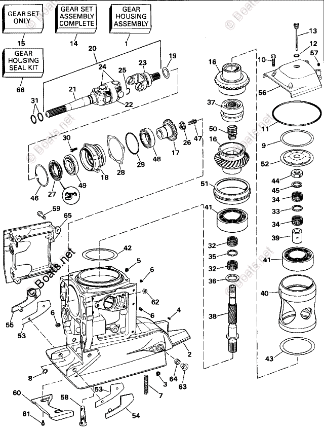 OMC Sterndrive 7.40L 454 CID V8 OEM Parts Diagram for Upper