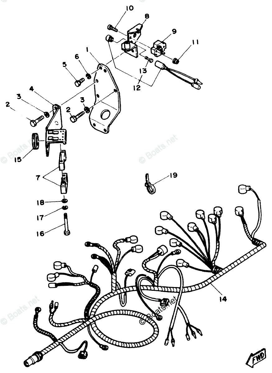 Yamaha Sterndrive 4.3L 262 CID V6 1990 OEM Parts Diagram For Electric ...