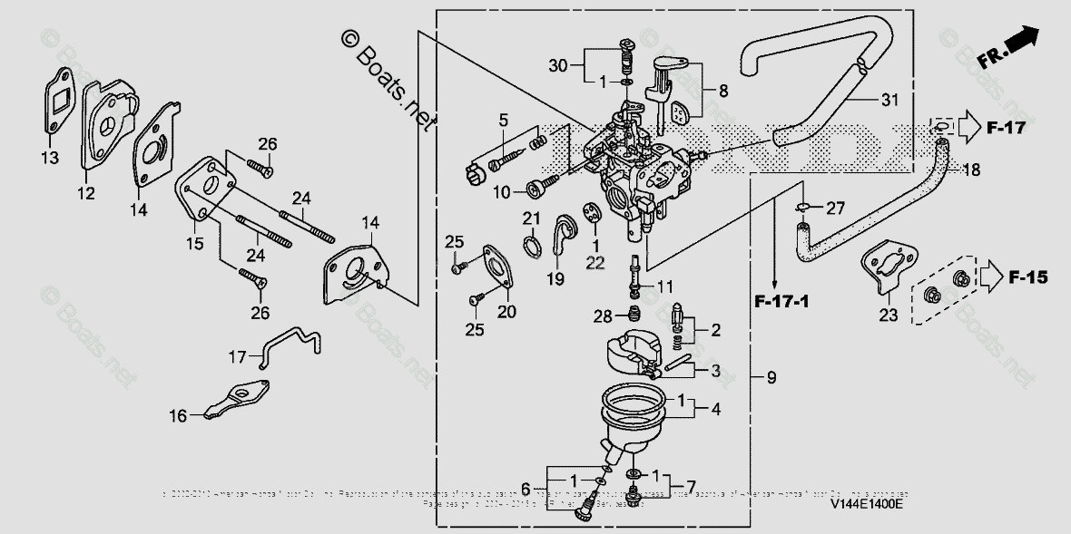 Honda Tillers F220 AN VIN# FAAJ-1050001 OEM Parts Diagram