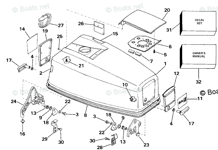 Evinrude Outboard 1984 OEM Parts Diagram for Engine Cover Evinrude