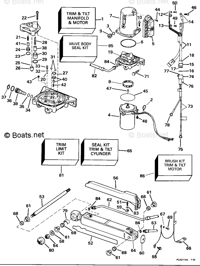OMC Sterndrive 7.40L 454 CID V8 OEM Parts Diagram for Power
