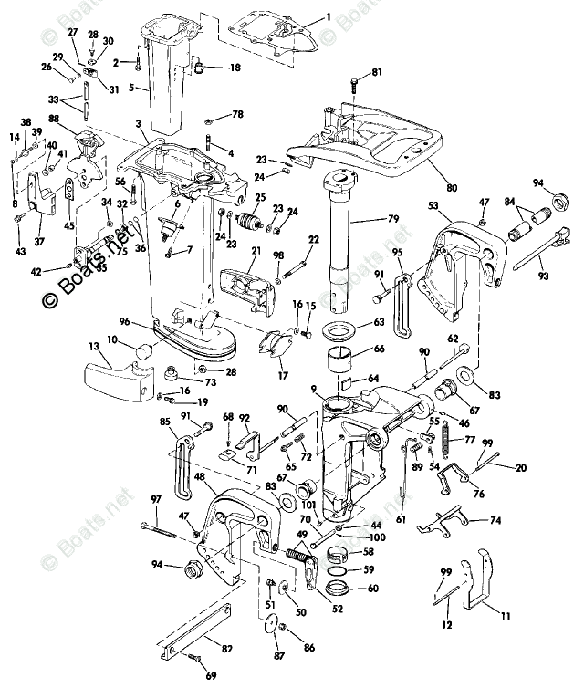 Evinrude Outboard 25HP OEM Parts Diagram for Midsection - Electric
