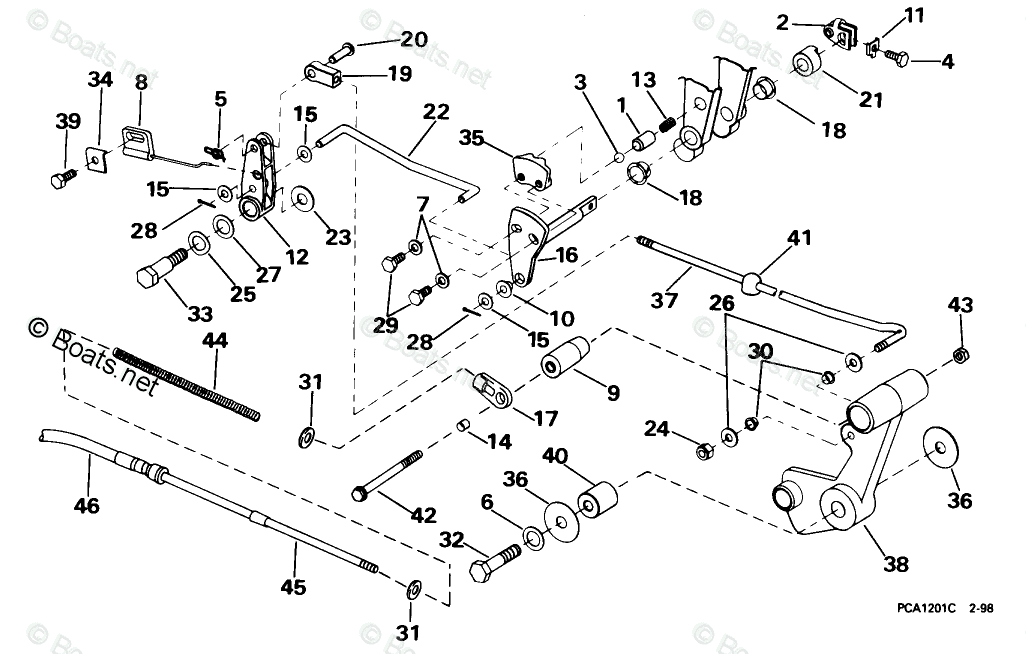 Johnson Outboard 28HP OEM Parts Diagram for SHIFT LINKAGE