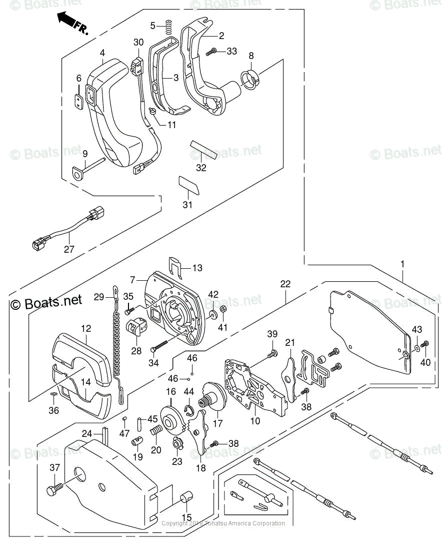 Tohatsu Outboard 2018 OEM Parts Diagram for Remote Control (Panel Mount