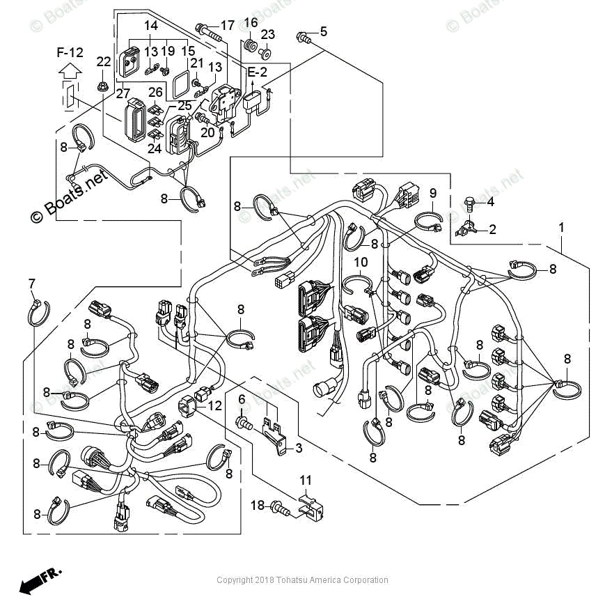 Tohatsu Outboard 2018 OEM Parts Diagram for Main Wire Harness