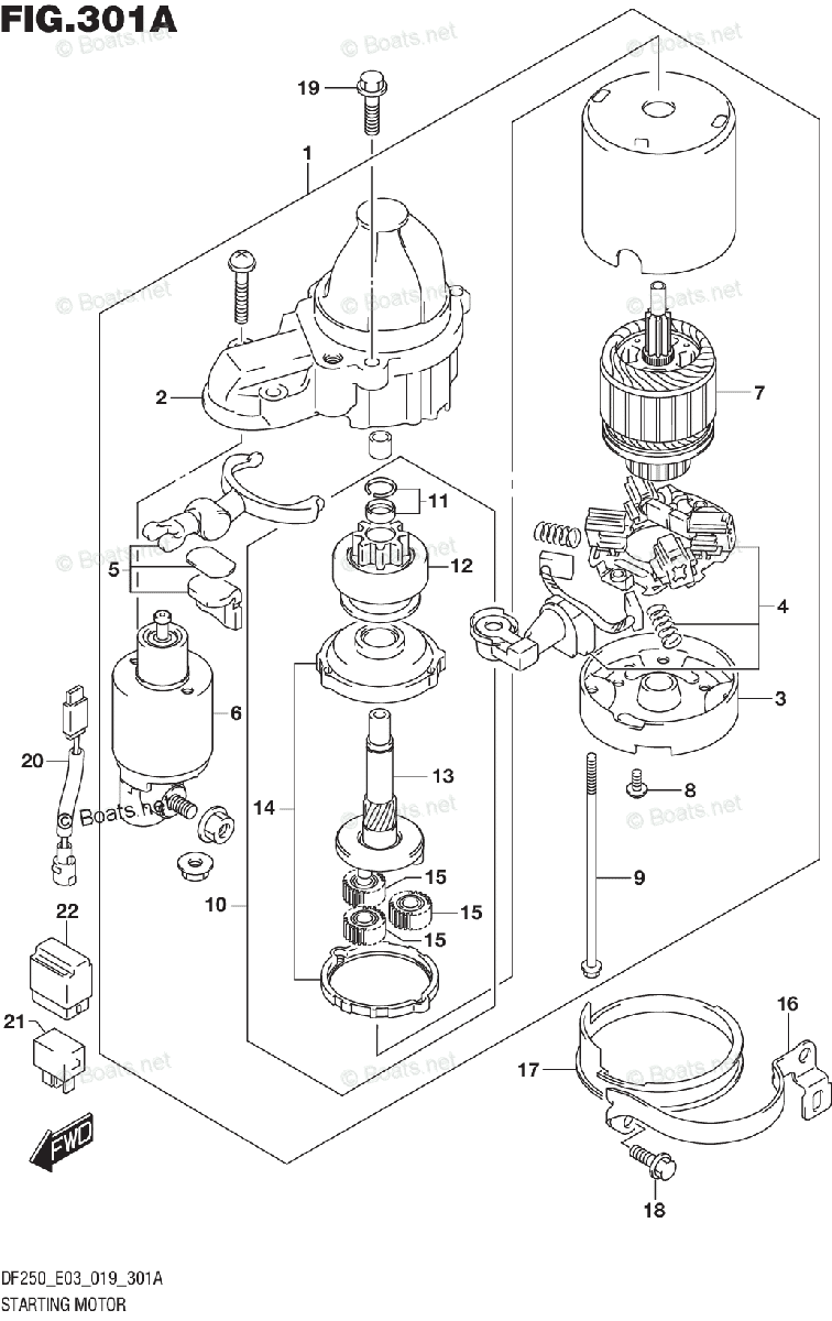 Suzuki Outboard Parts by Year 2019 OEM Parts Diagram for STARTING MOTOR
