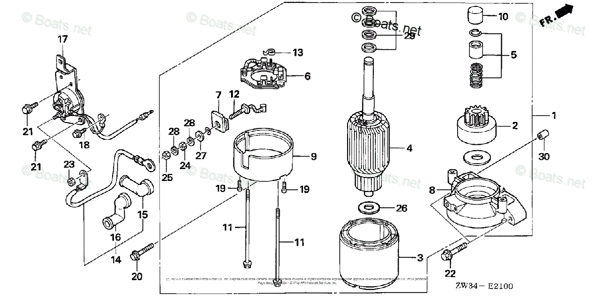 Honda Outboard 2004 OEM Parts Diagram for STARTER MOTOR | Boats.net