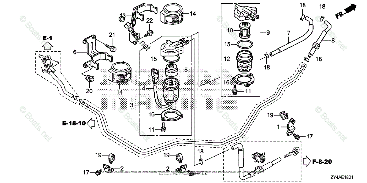 Honda Outboard 175HP OEM Parts Diagram for WATER SEPARATOR + FUEL