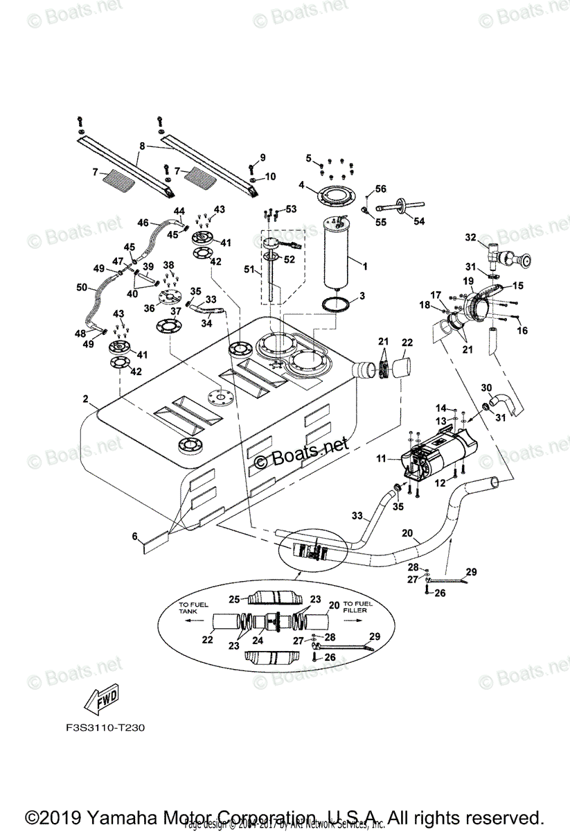 Yamaha Boats 2018 OEM Parts Diagram for FUEL TANK