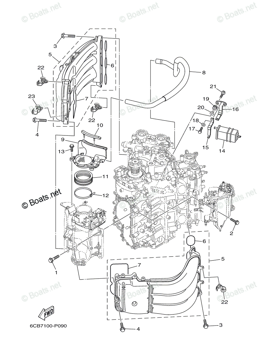 Yamaha Outboard 2015 OEM Parts Diagram for Intake 1 | Boats.net