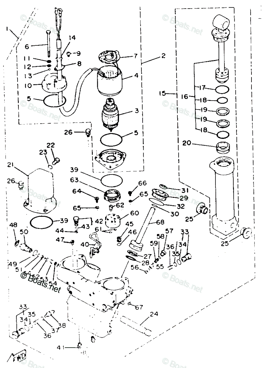 Yamaha Outboard 1993 OEM Parts Diagram for POWER TRIM & TILT