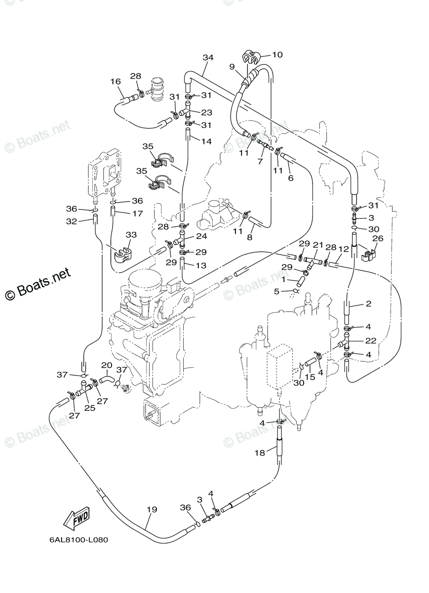 Yamaha Outboard 2013 OEM Parts Diagram for Intake 2 | Boats.net