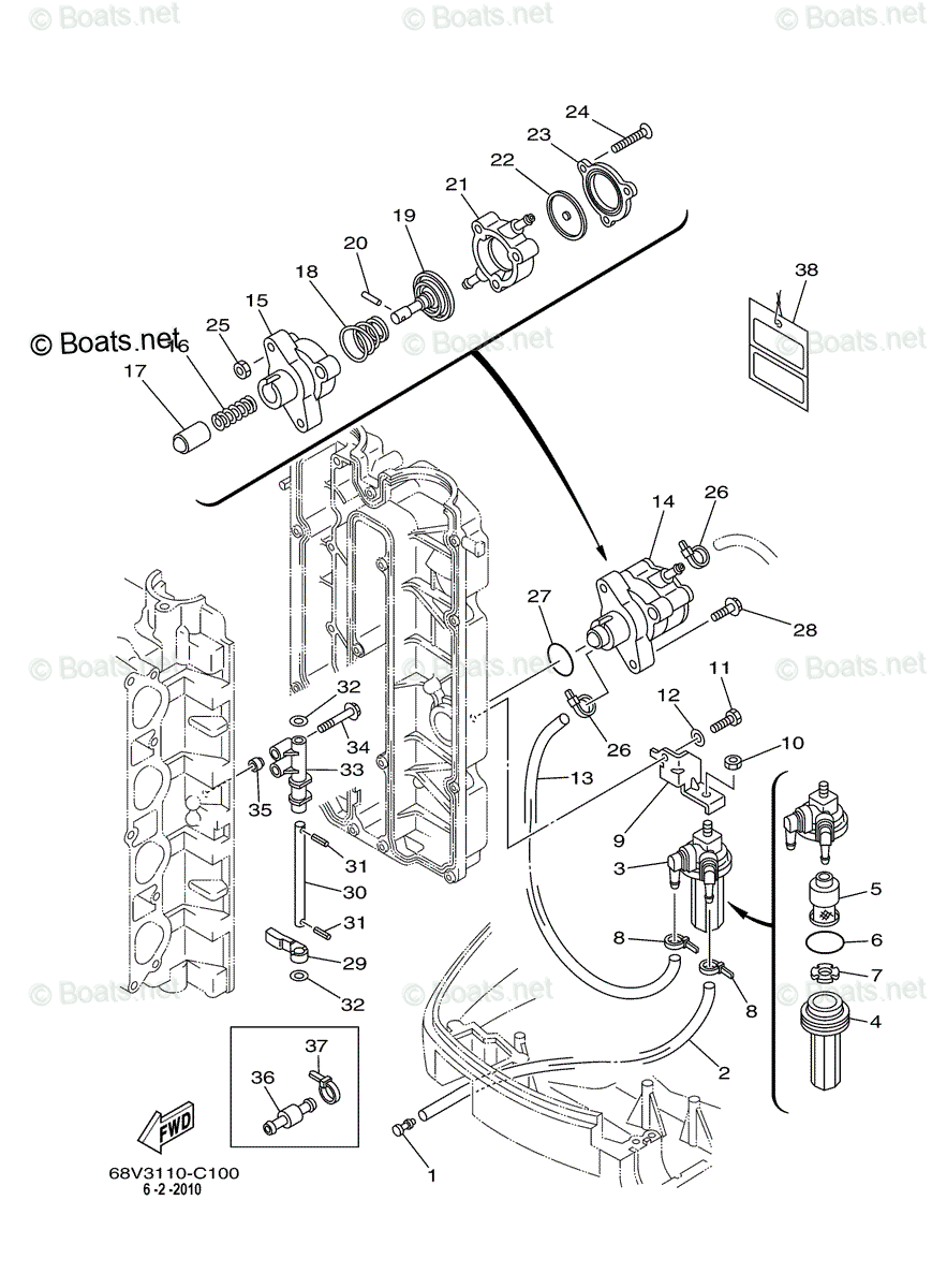 マサページ Yamaha Outboard 2005 OEM Parts Diagram for Fuel 1 | Boats.net