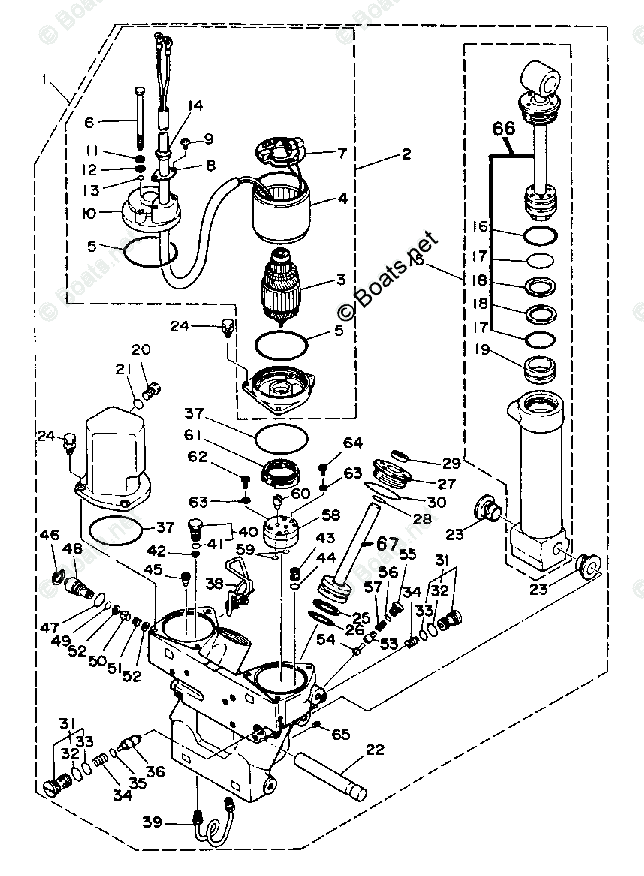 Yamaha Outboard 1990 OEM Parts Diagram for POWER TRIM & TILT ASSEMBLY
