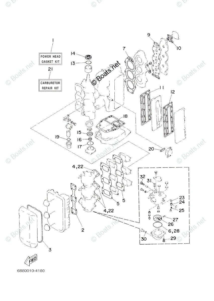 Yamaha Outboard 2000 OEM Parts Diagram for Repair Kit 1 | Boats.net