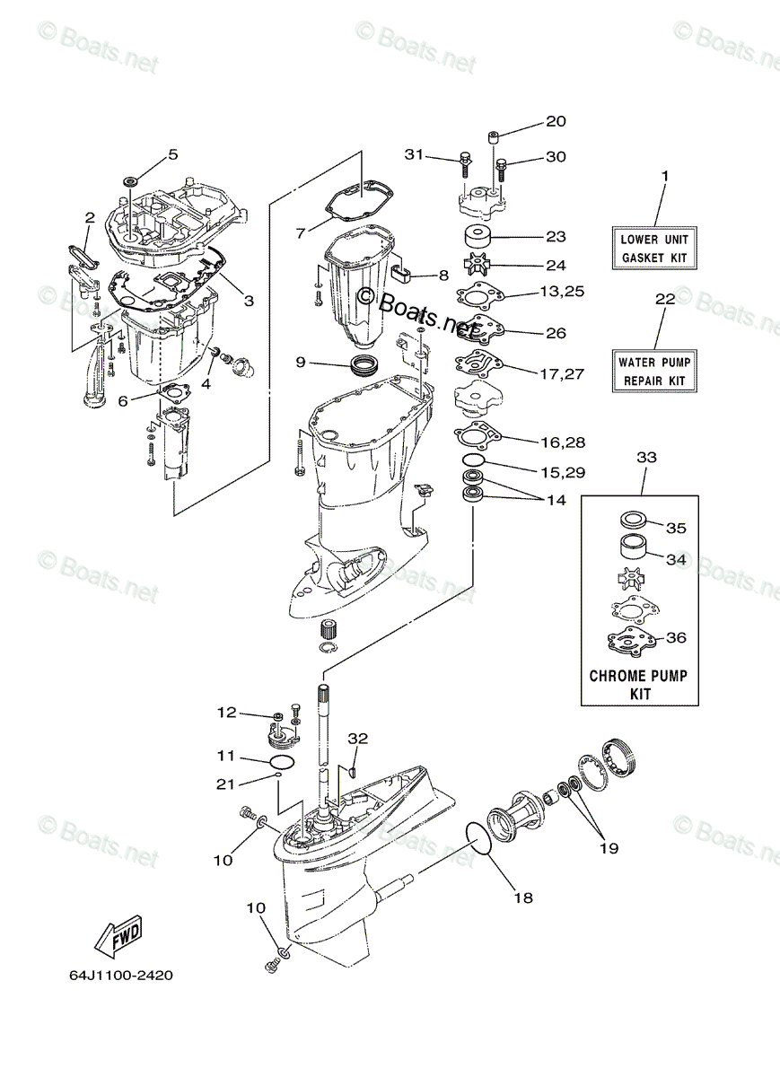 Yamaha Outboard 2004 OEM Parts Diagram for REPAIR KIT 3 T50TLRC | Boats.net