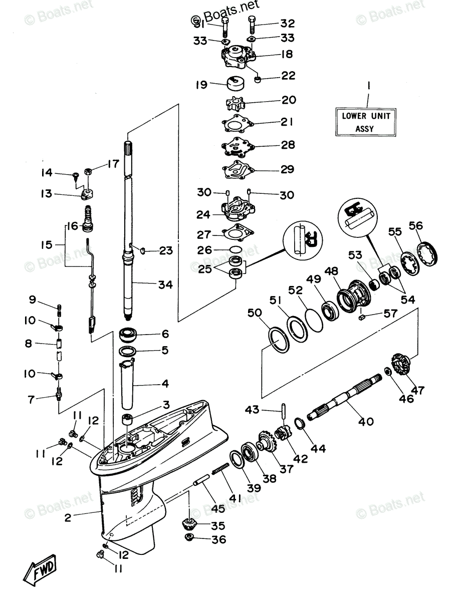 Yamaha Outboard 1996 OEM Parts Diagram for Lower Casing Drive 1 | Boats.net