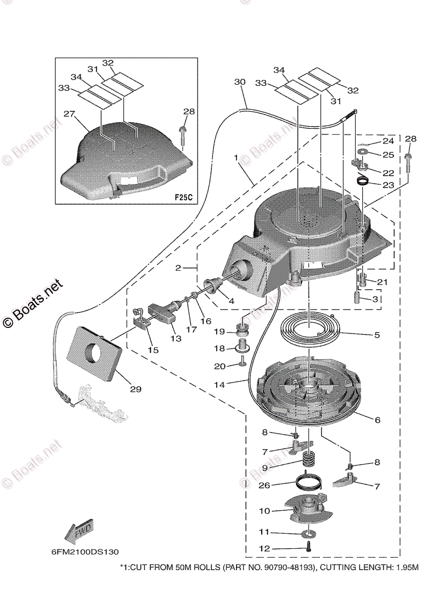 Yamaha Outboard 2018 OEM Parts Diagram for STARTER | Boats.net