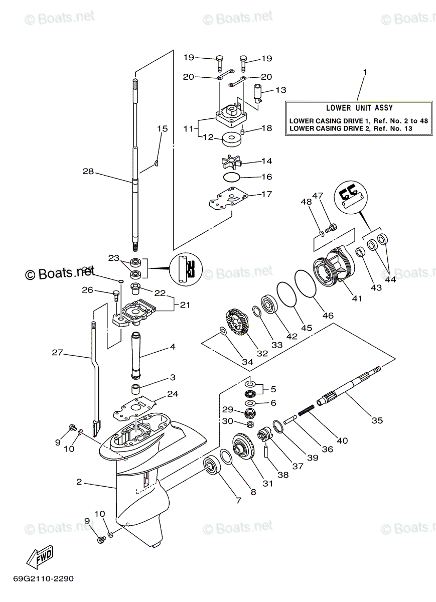 Yamaha Outboard 2004 OEM Parts Diagram for Lower Casing Drive 1 | Boats.net