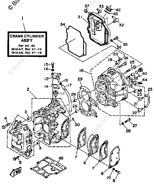 Yamaha Outboard 1987 OEM Parts Diagram for Crankcase - Cylinder | Boats.net