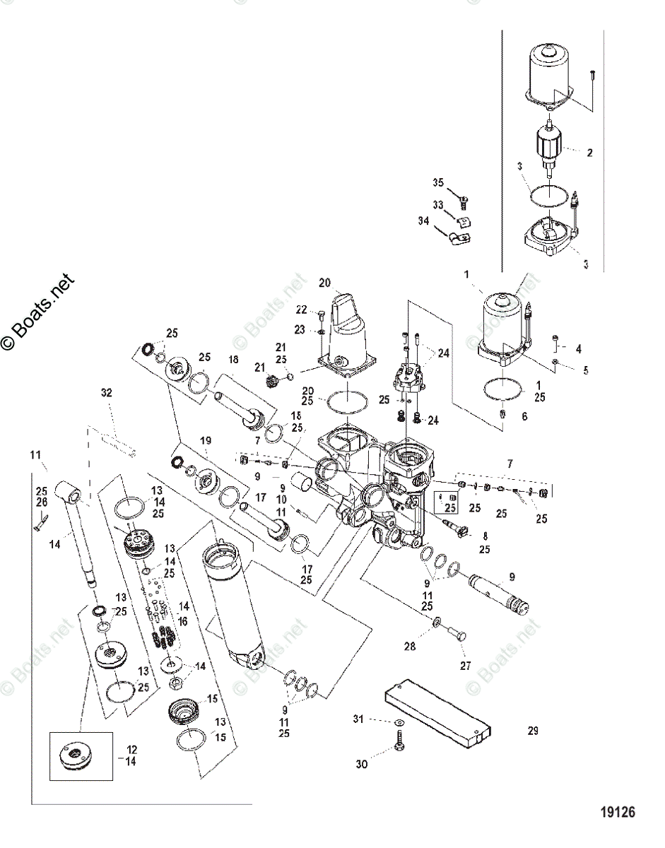 Mercury Outboard 225HP OEM Parts Diagram for POWER TRIM COMPONENTS ...