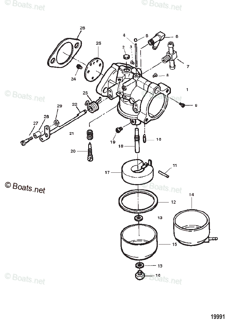 Force Outboard 1996 OEM Parts Diagram for CARBURETOR | Boats.net