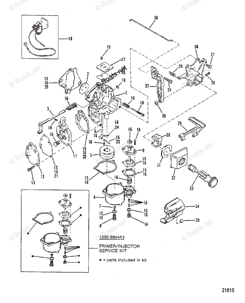 Mercury Outboard 25HP OEM Parts Diagram for Carburetor 25