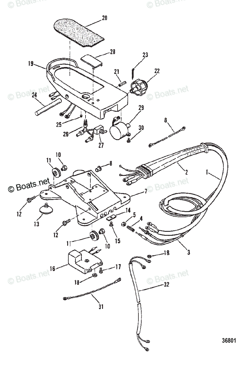 Motorguide Trolling Motor Thruster OEM Parts Diagram for WIRING HARNESS AND  FOOT PLATE (Remote) | Boats.net