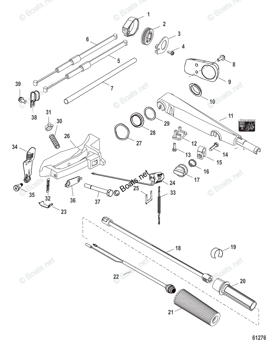 Mercury Outboard 40HP OEM Parts Diagram for TILLER HANDLE