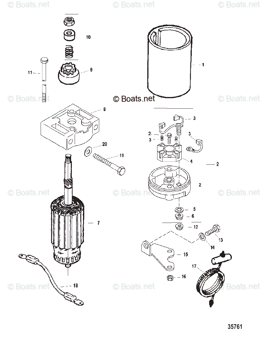 Force Outboard 1998 OEM Parts Diagram for Starter Assembly | Boats.net