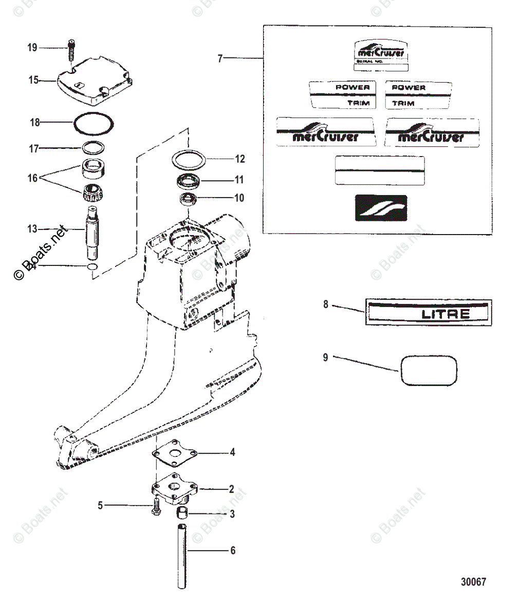 Mercruiser Sterndrive Outdrives OEM Parts Diagram for DRIVESHAFT