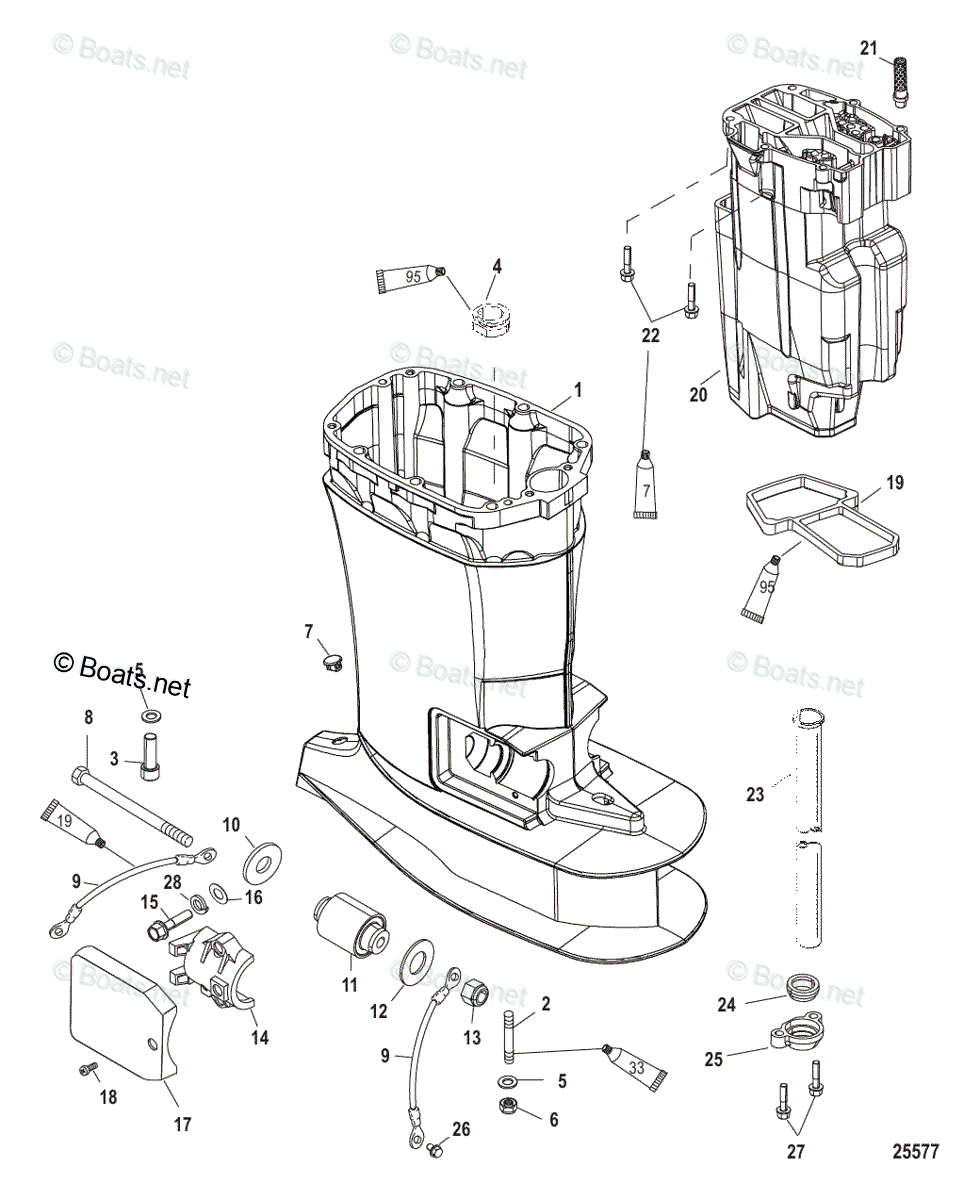 Mercury Outboard 250HP OEM Parts Diagram for Drivehshaft Housing and ...