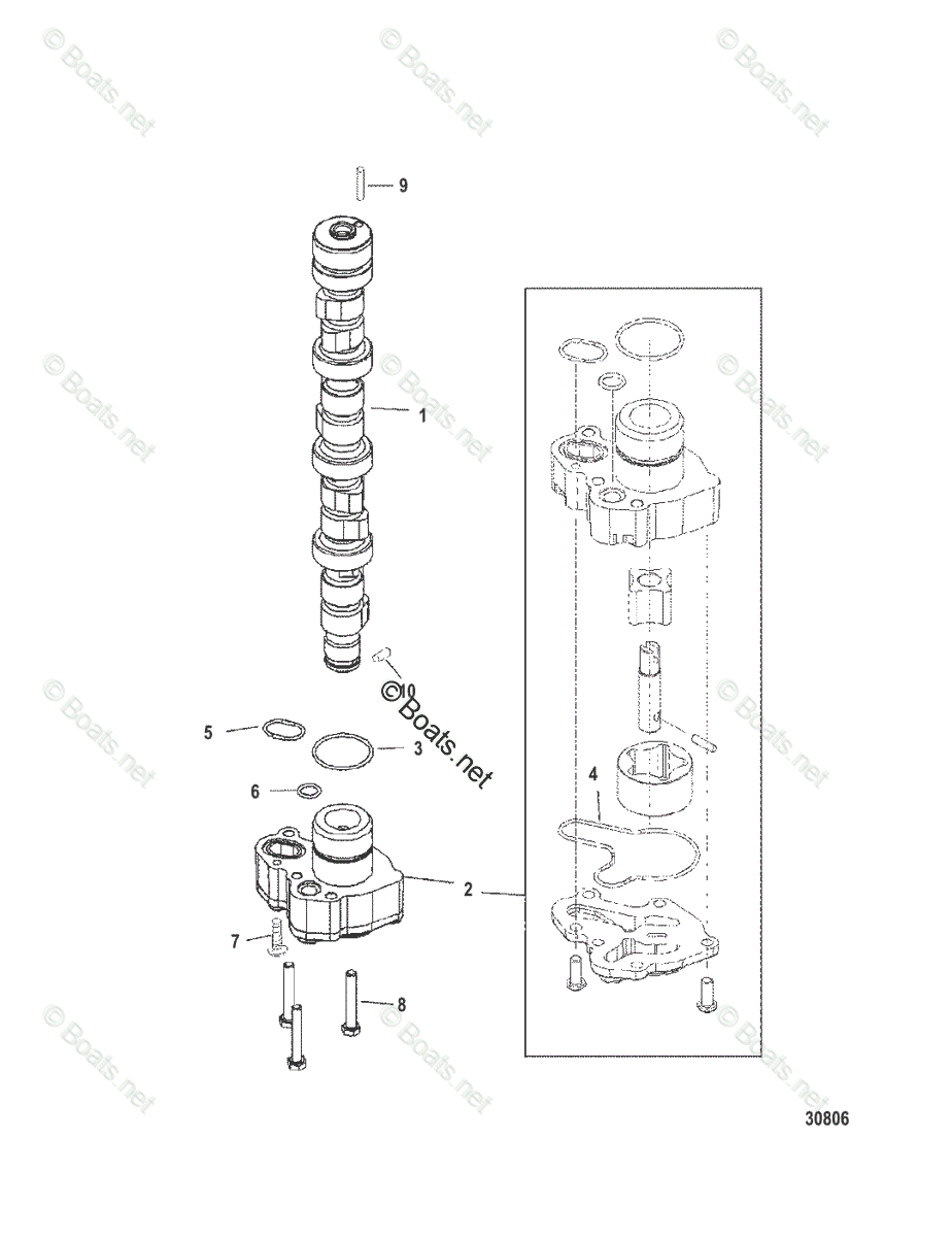 Mercury Outboard 50HP OEM Parts Diagram for CAMSHAFT | Boats.net