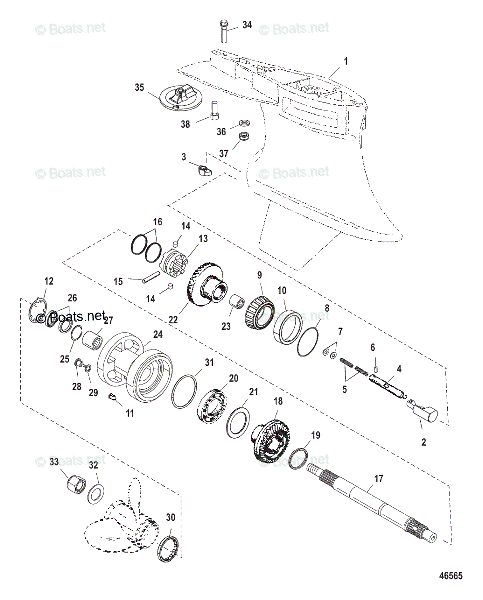 Mercury Outboard 200HP OEM Parts Diagram for Gear Housing, Propeller ...