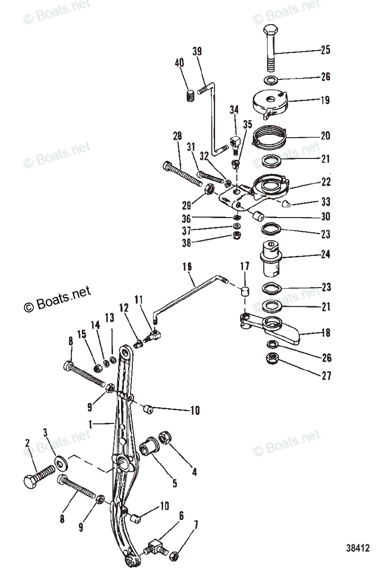 Mercury Outboard 115HP OEM Parts Diagram for THROTTLE LEVER AND LINK ...