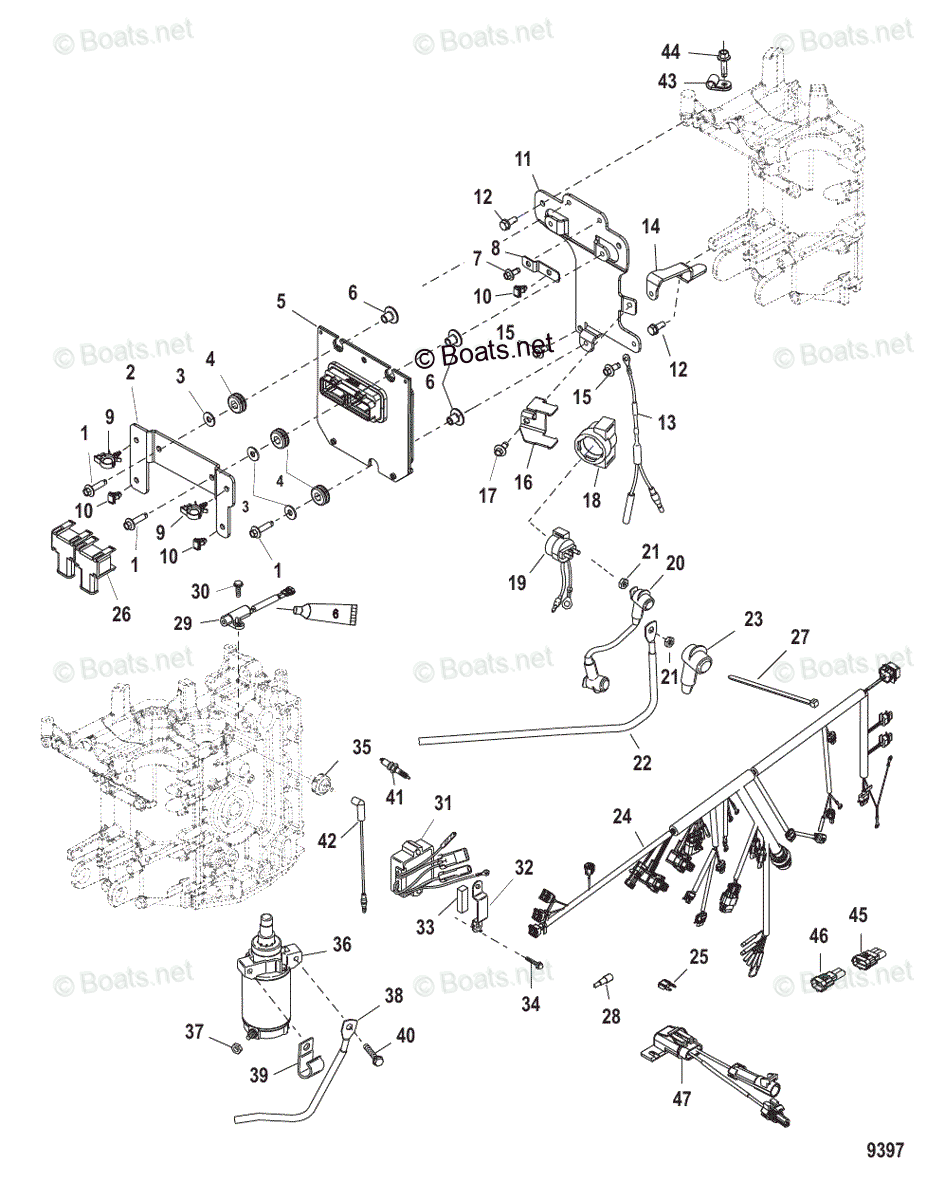 Mercury Outboard 40HP OEM Parts Diagram for Electrical Components ...