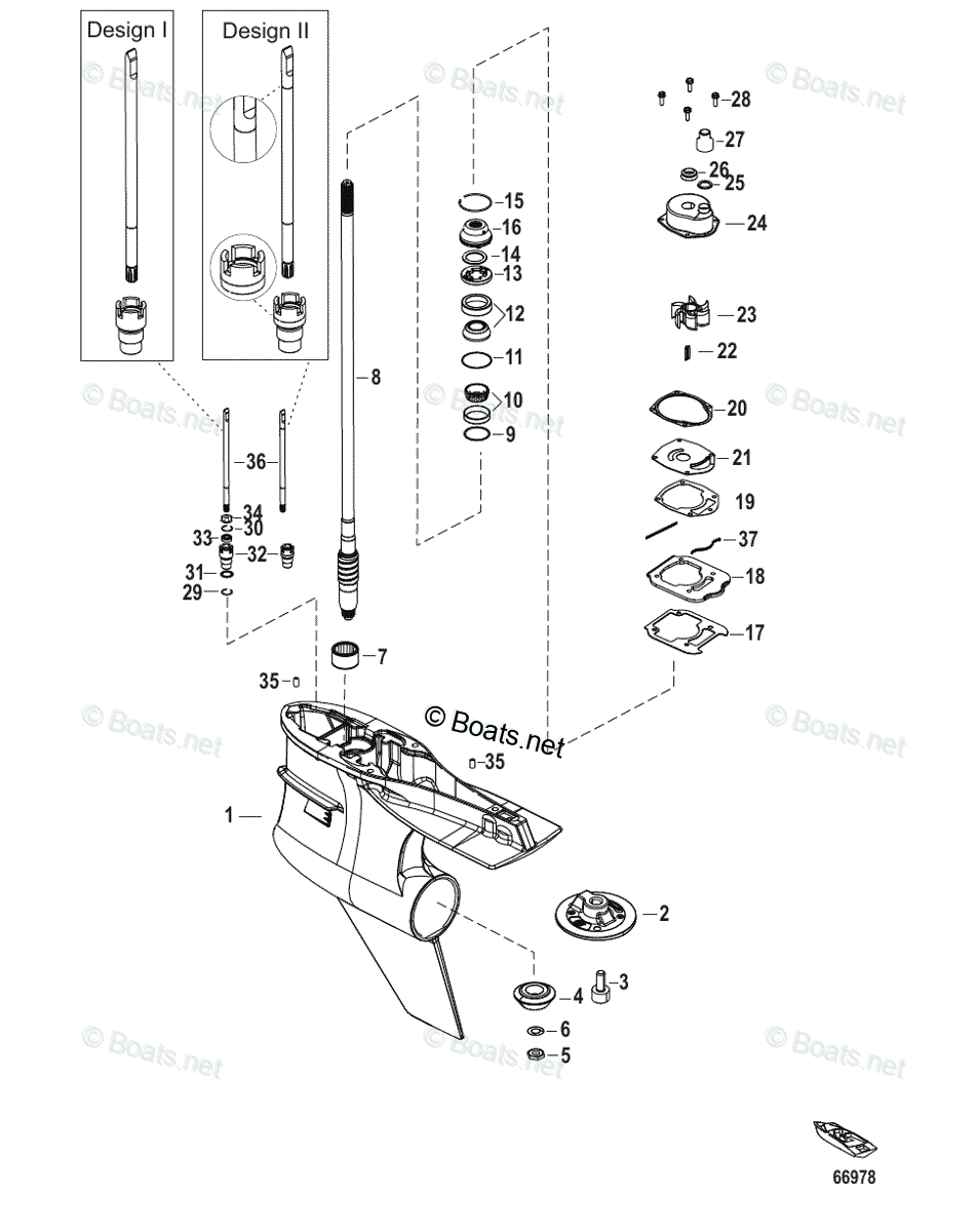Mercury Outboard 250HP OEM Parts Diagram for Gear Housing(Driveshaft