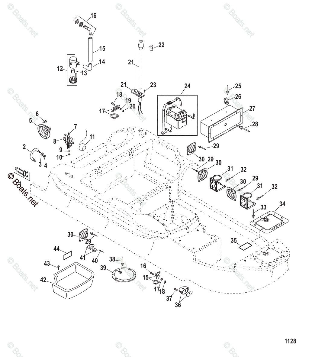 Mercury Inflatable Boats 2006 OEM Parts Diagram for Deck Components