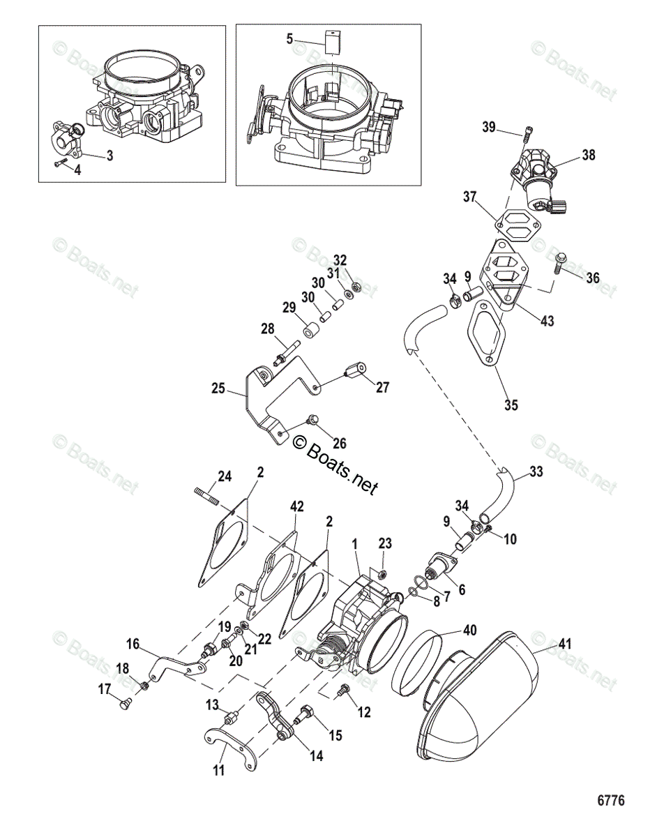 Mercruiser Inboard Gas Engines OEM Parts Diagram for THROTTLE BODY ...