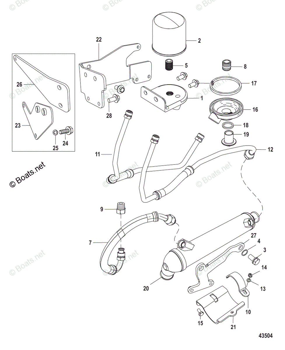 Mercruiser Inboard Gas Engines OEM Parts Diagram for Remote Oil System ...