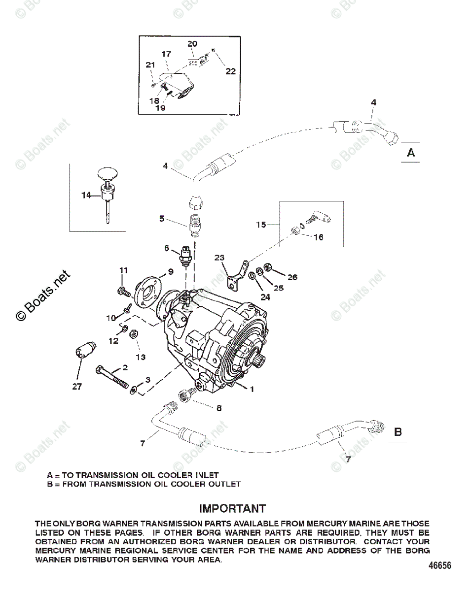 Mercruiser Inboard Gas Engines OEM Parts Diagram For TRANSMISSION AND ...