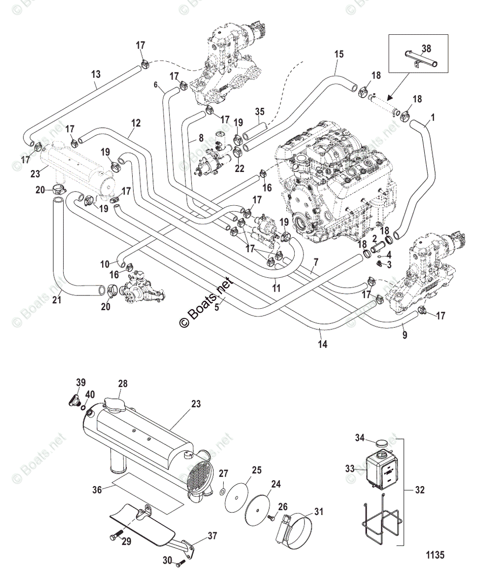 Mercruiser Sterndrive Gas Engines OEM Parts Diagram for CLOSED COOLING ...