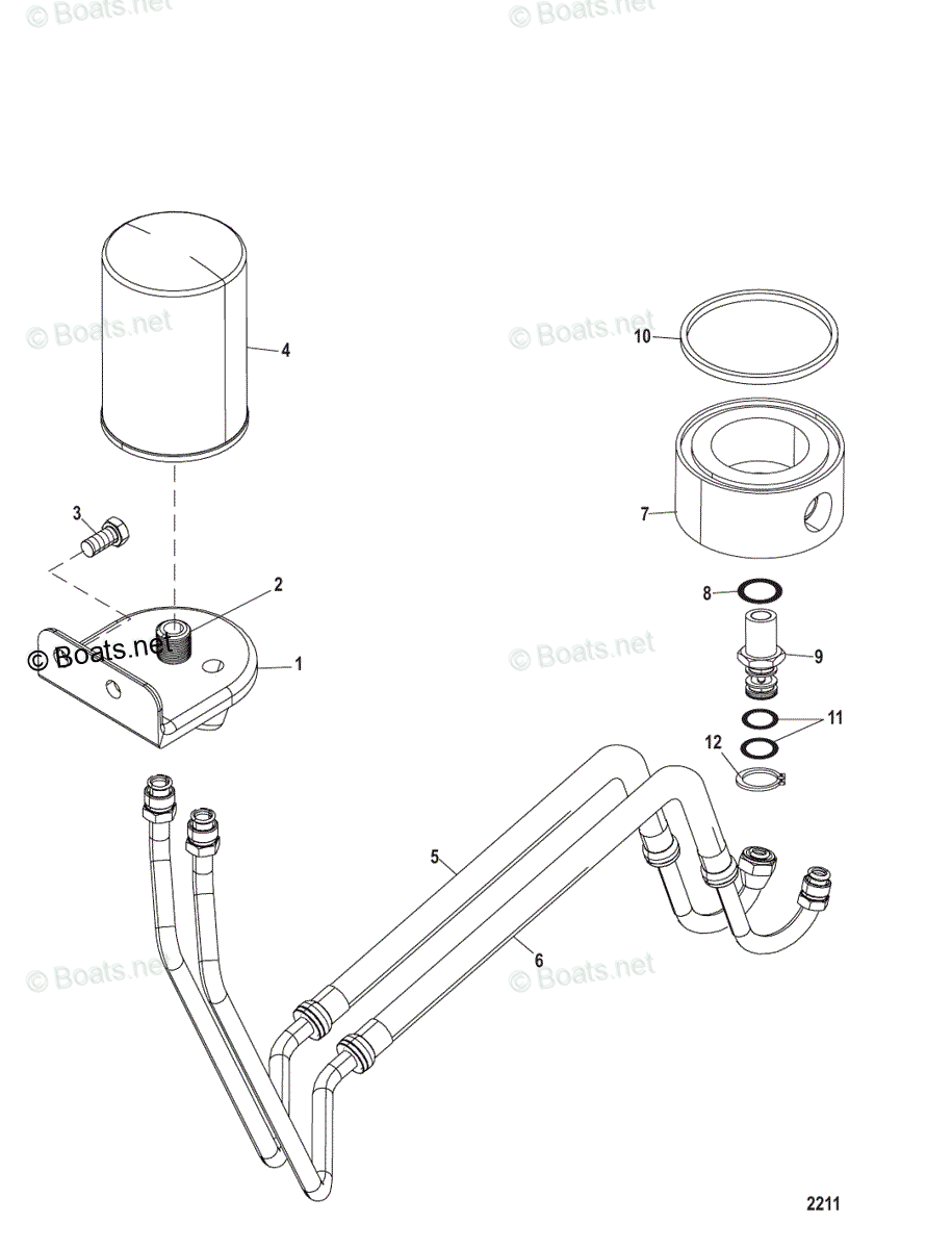 Mercruiser Sterndrive Gas Engines OEM Parts Diagram for Remote Oil