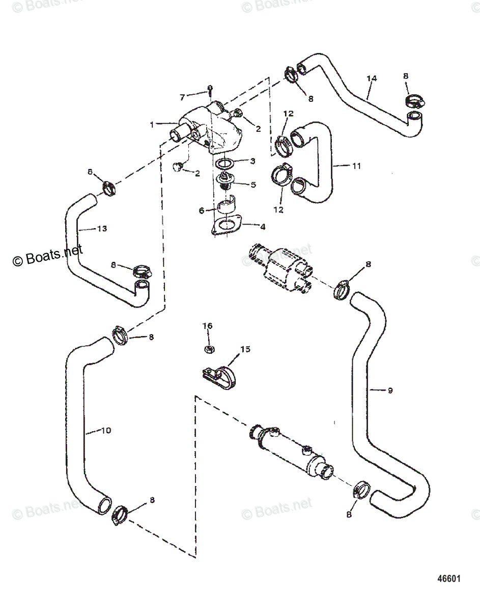 Mercruiser Inboard Gas Engines OEM Parts Diagram for THERMOSTAT HOUSING